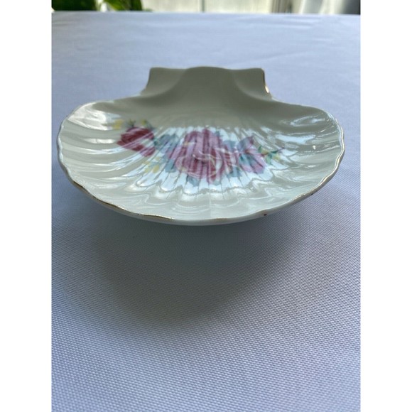 White Shell Bone China Soap Dish with Flowers Made In Japan - Picture 5 of 7